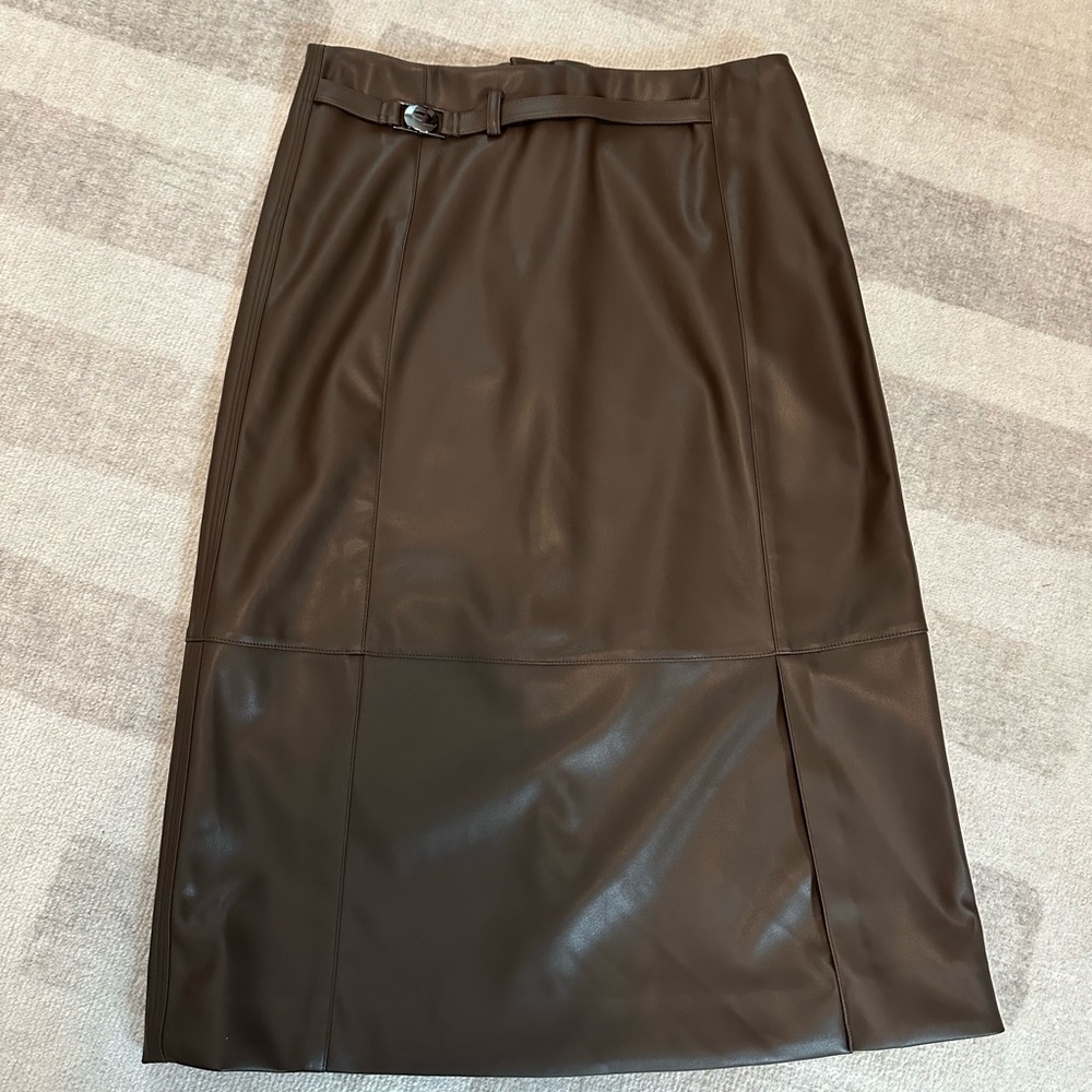 MARIUS Women’s Faux Leather Brown Skirt (Size XS)